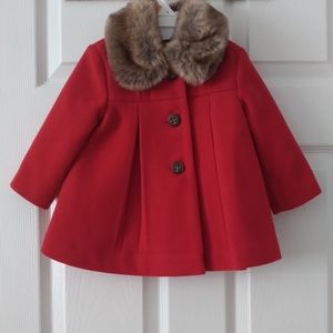 Gorgeous Red Faux Fur Baby Girl Peacoat